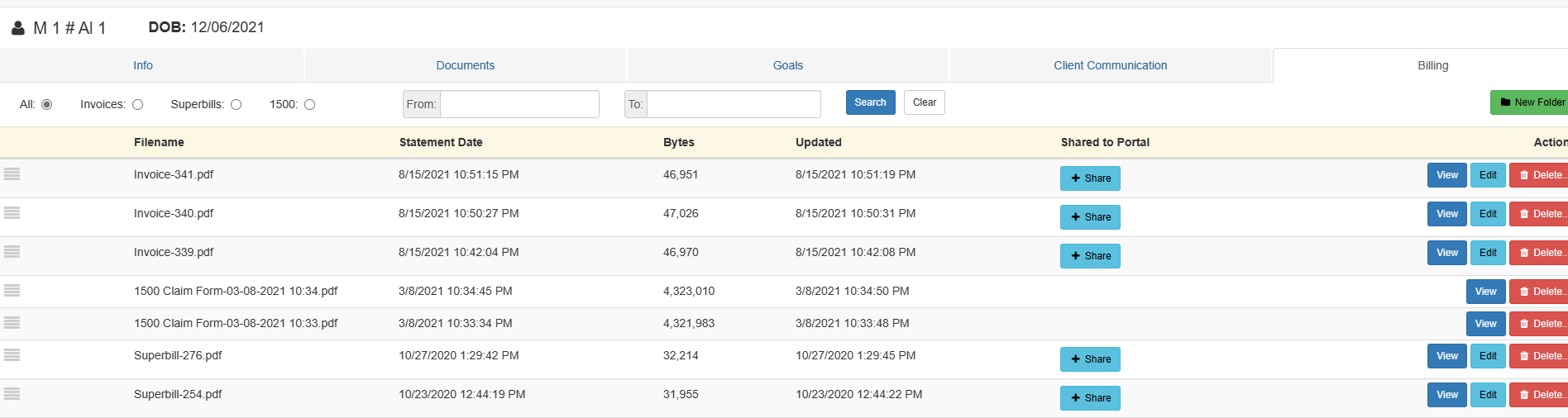 Billing Tab Overview