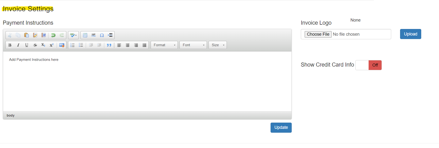 Invoice Settings