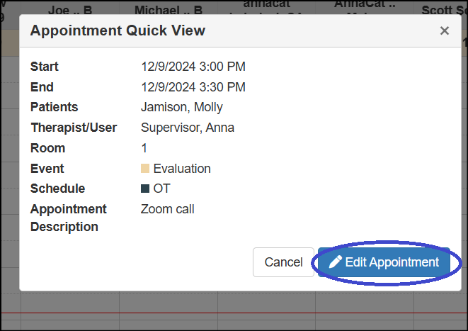 Creating, Editing and Deleting Appointments