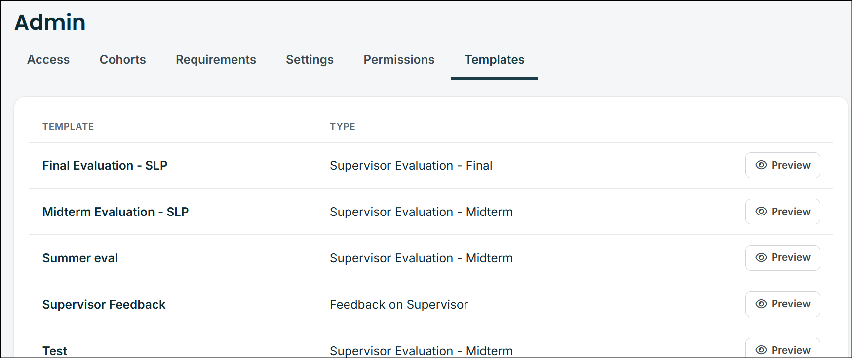 Admin Panel: Settings & Templates Tabs