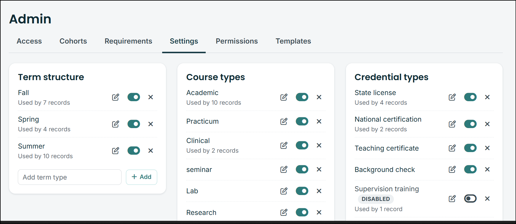 Admin Panel: Settings & Templates Tabs